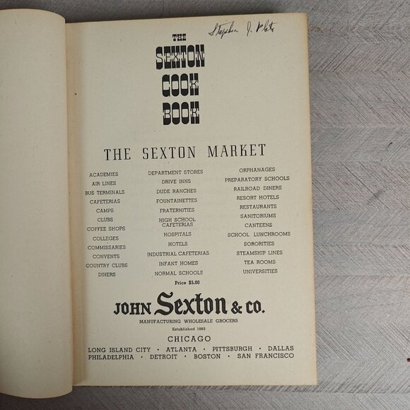 The Sexton Cookbook 1950 First Edition Hardcover Vintage Local Recipes - Picture 3 of 8